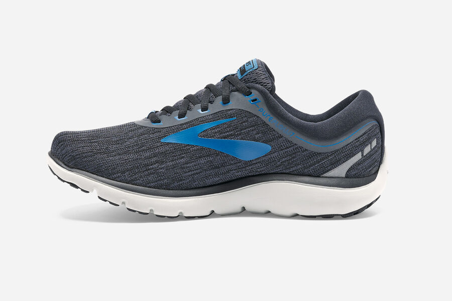 Brooks Running Shoes - Pureflow 7 Road Mens - Black/Blue - NIT-496250